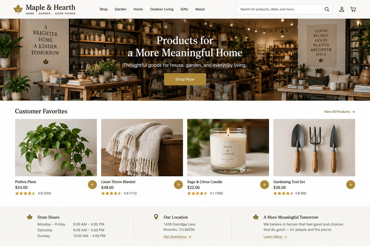 Concept website for Retail